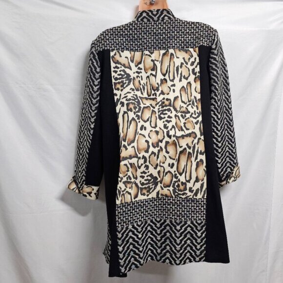 Chico's Open Coat Jacket Women Size 2 Animal Print Tapestry - Picture 13 of 13